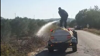 Kırkağaç’ta motosiklet alev aldı, yangın otluk alana sıçradı