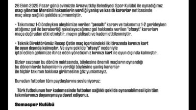 Somaspor’dan maçın hakemlerine tepki