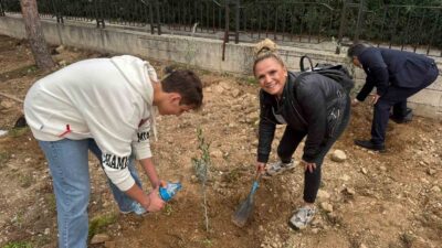 Okul bahçesine 60 zeytin fidanı dikildi