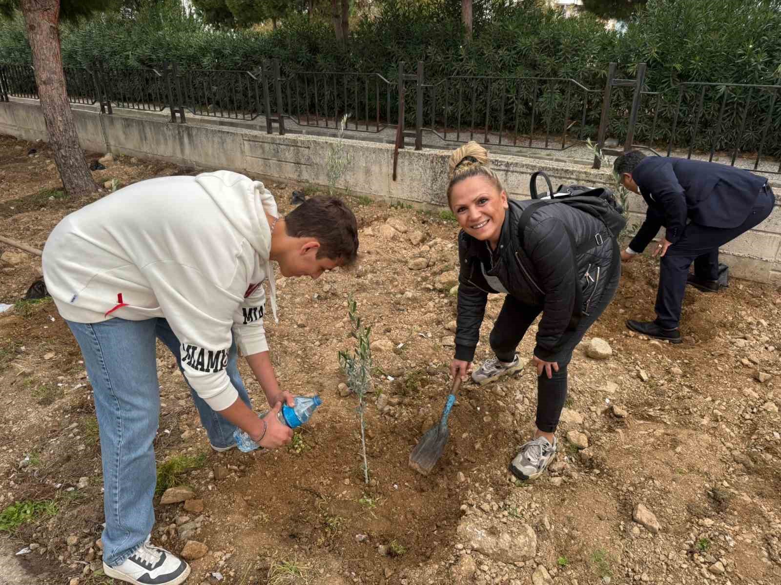 Okul bahçesine 60 zeytin fidanı dikildi